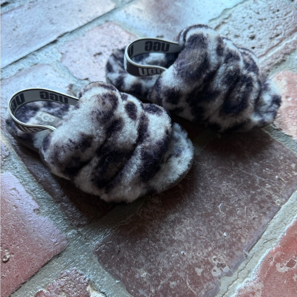 UGG Kids Fluff Yeah Leopard Slide